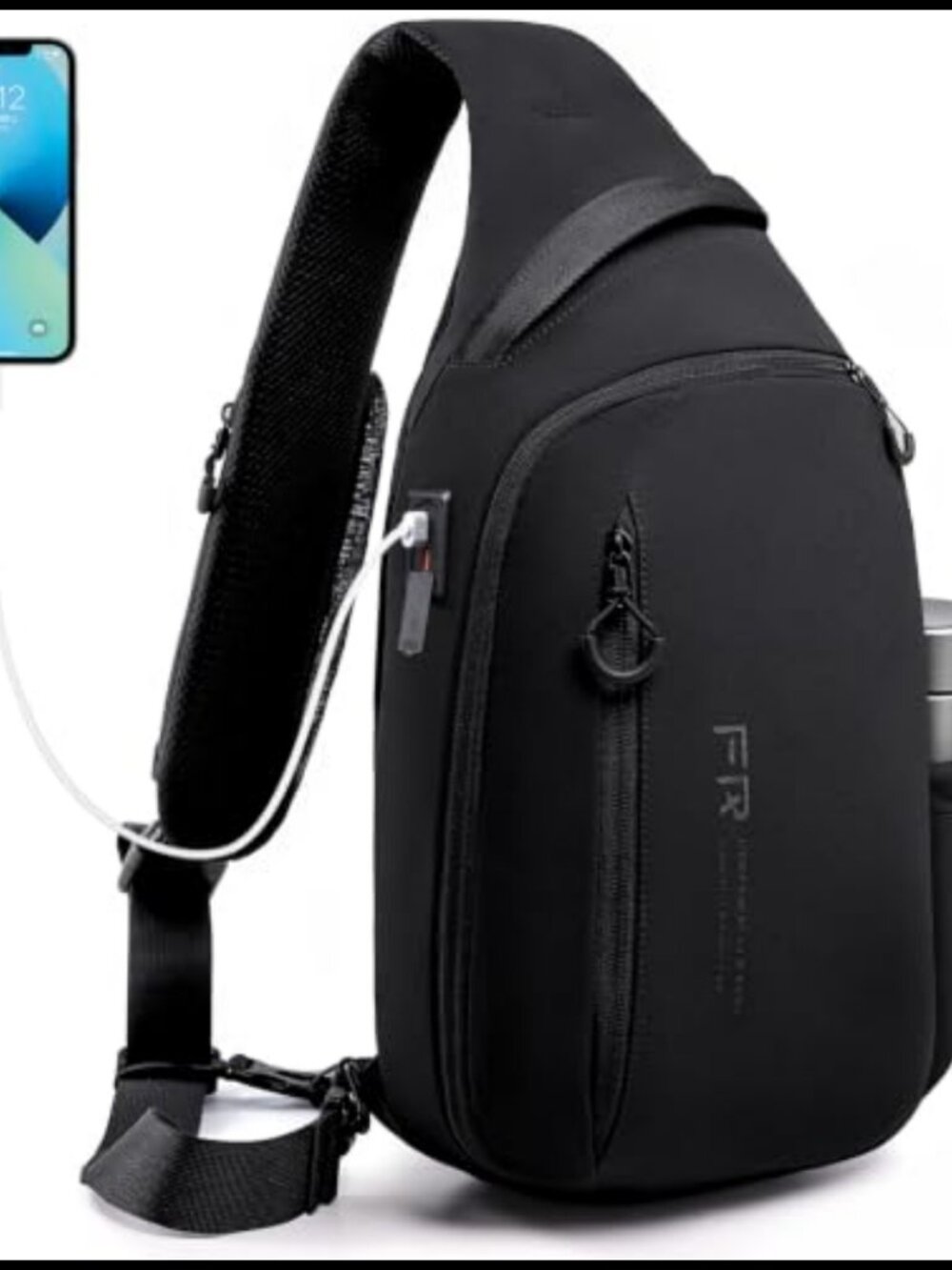 Men's Crossbody Sling Bag USB Charging Port Lightweight EDC Daypack 7L
